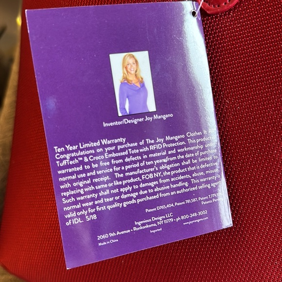 Red Joy Mangano Tote | Brand New - Picture 5 of 8